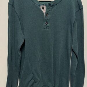 Jockey Teal Henley Shirt with Button Accent